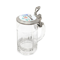 1898 “For the Wedding Feast” German Pewter & Porcelain Lidded Beer Stein