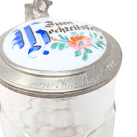 1898 “For the Wedding Feast” German Pewter & Porcelain Lidded Beer Stein