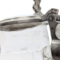 1898 “For the Wedding Feast” German Pewter & Porcelain Lidded Beer Stein