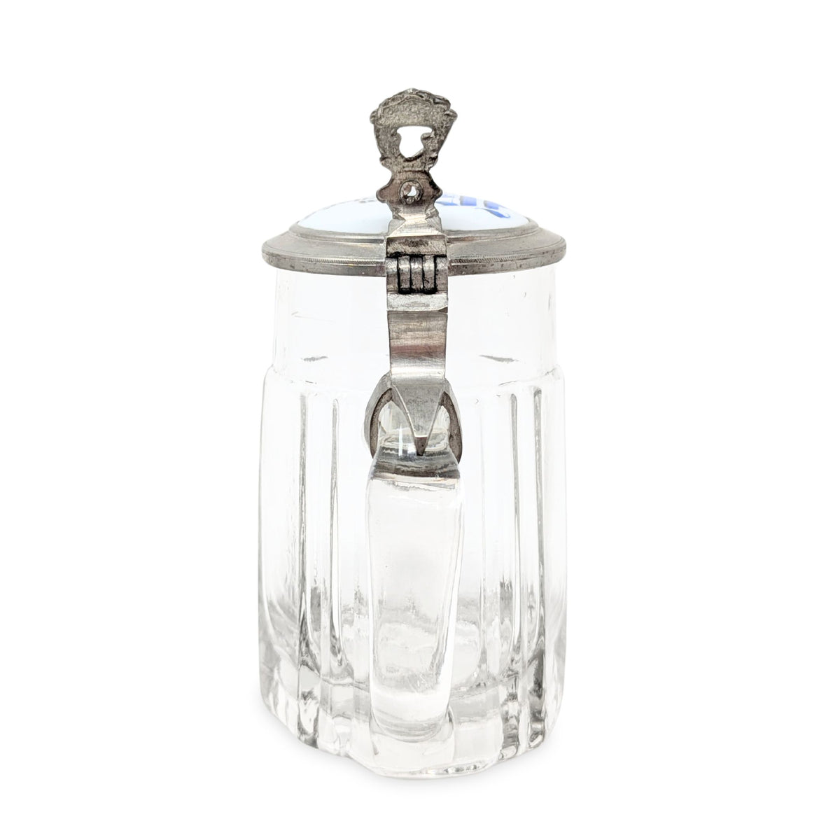 1898 “For the Wedding Feast” German Pewter & Porcelain Lidded Beer Stein