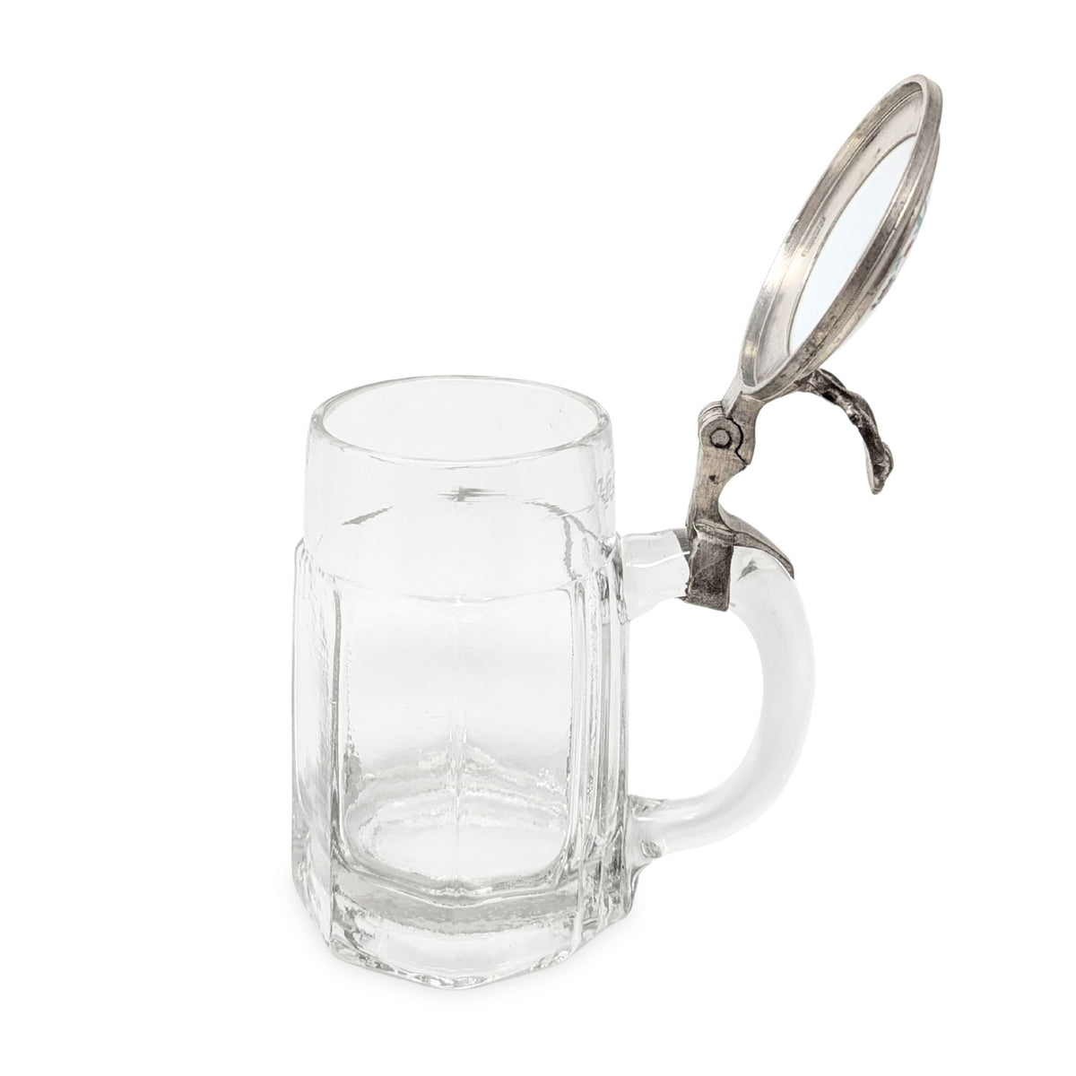 1898 “For the Wedding Feast” German Pewter & Porcelain Lidded Beer Stein