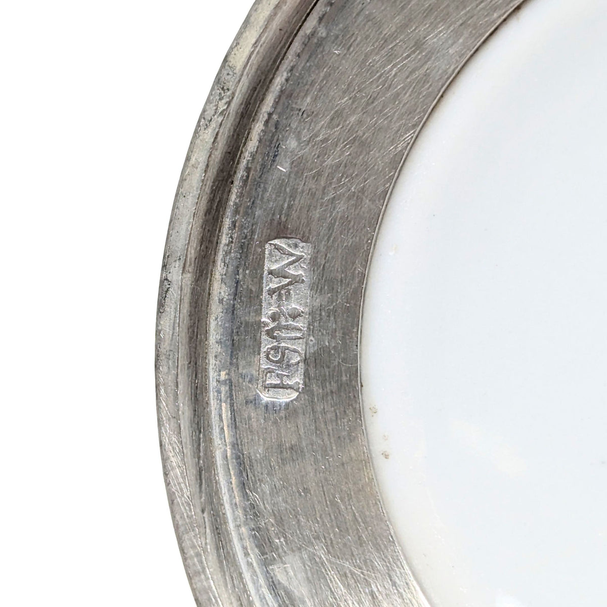 1898 “For the Wedding Feast” German Pewter & Porcelain Lidded Beer Stein