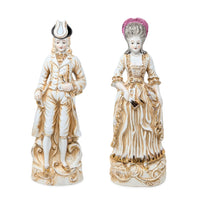 Japanese 16" Courting Couple Porcelain Figurines (Pair), ca. 1930