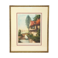 French Lithograph "Eau Aveyron", Signed "Charlot" Copyrighted 1935
