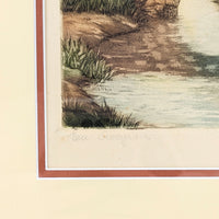 French Lithograph "Eau Aveyron", Signed "Charlot" Copyrighted 1935