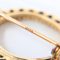 Vintage 14K Gold, Blue Sapphire, & Diamond Wreath Brooch