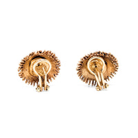 14K Gold Starburst Omega Back Button Earrings