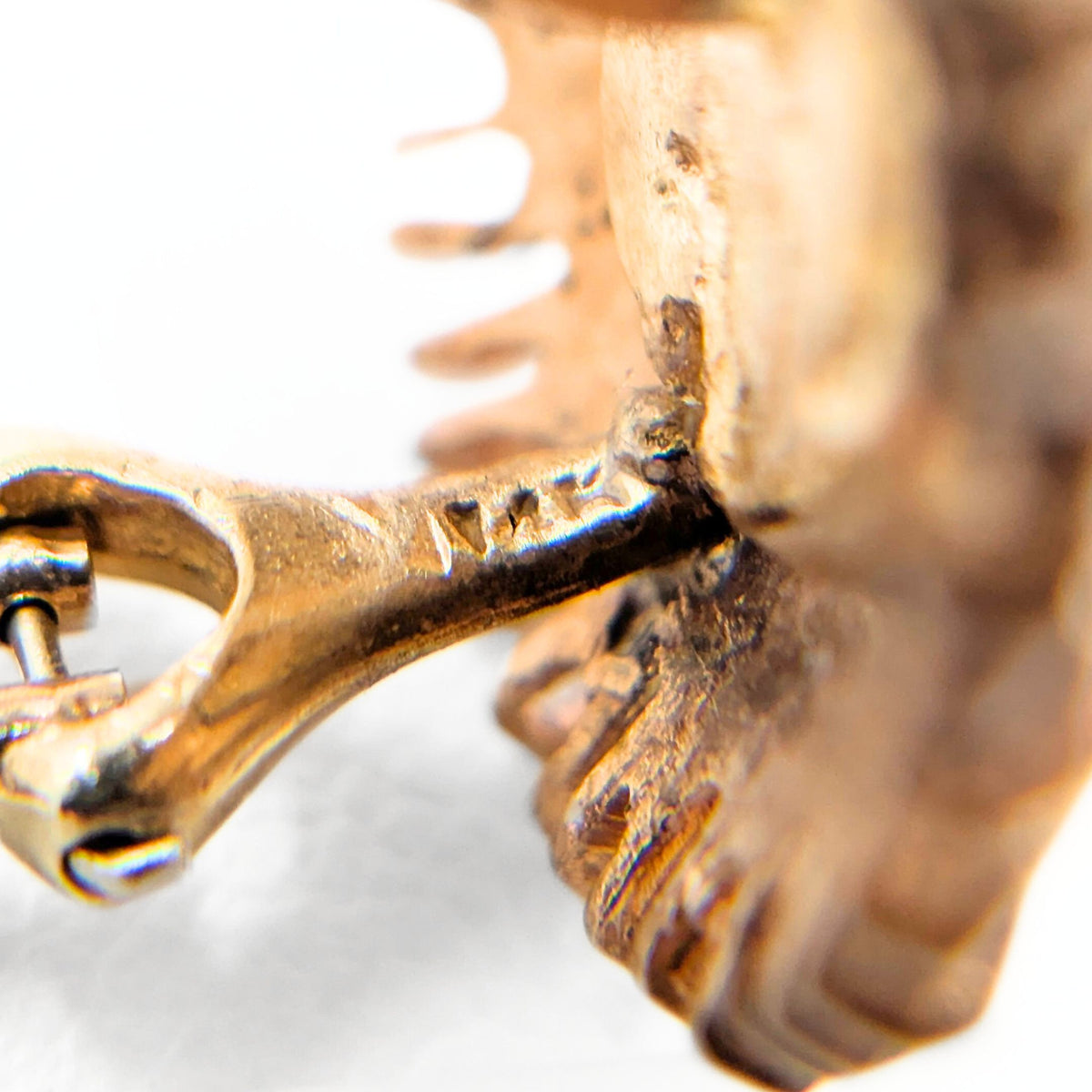 14K Gold Starburst Omega Back Button Earrings