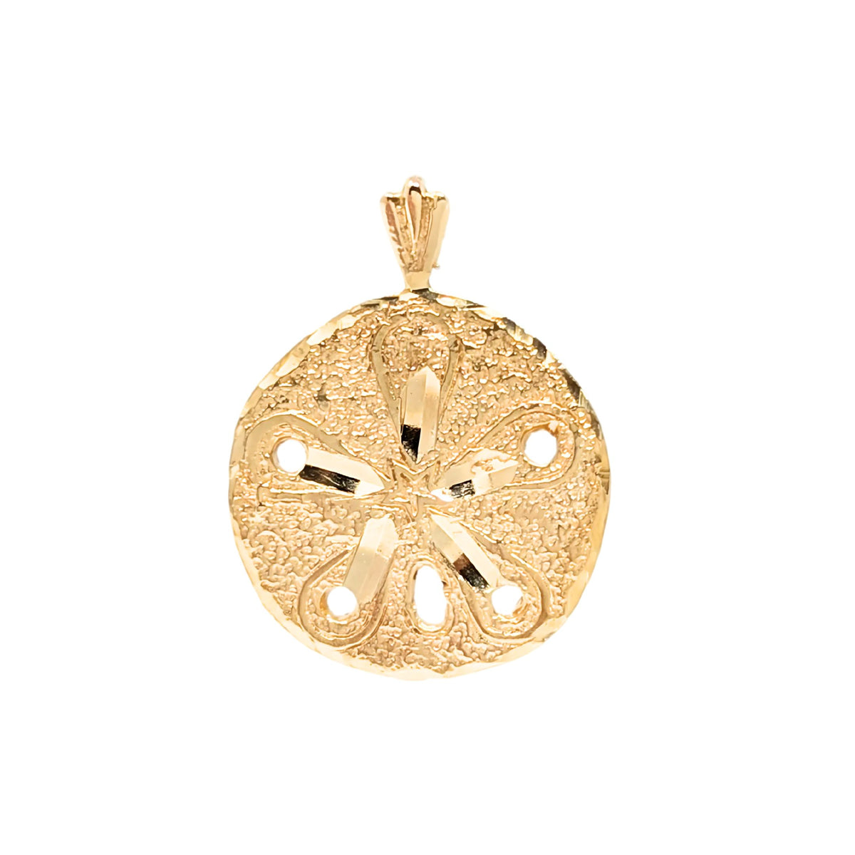 14K Gold 21mm Sand Dollar Pendant