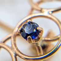 Vintage 14K Gold Sapphire & Pearl Wreath Brooch