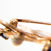 Vintage 14K Gold Sapphire & Pearl Wreath Brooch