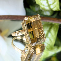 18K Gold 28ct Apricot Citrine Cocktail Ring - Size 5.5