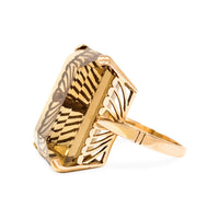 18K Gold 28ct Apricot Citrine Cocktail Ring - Size 5.5