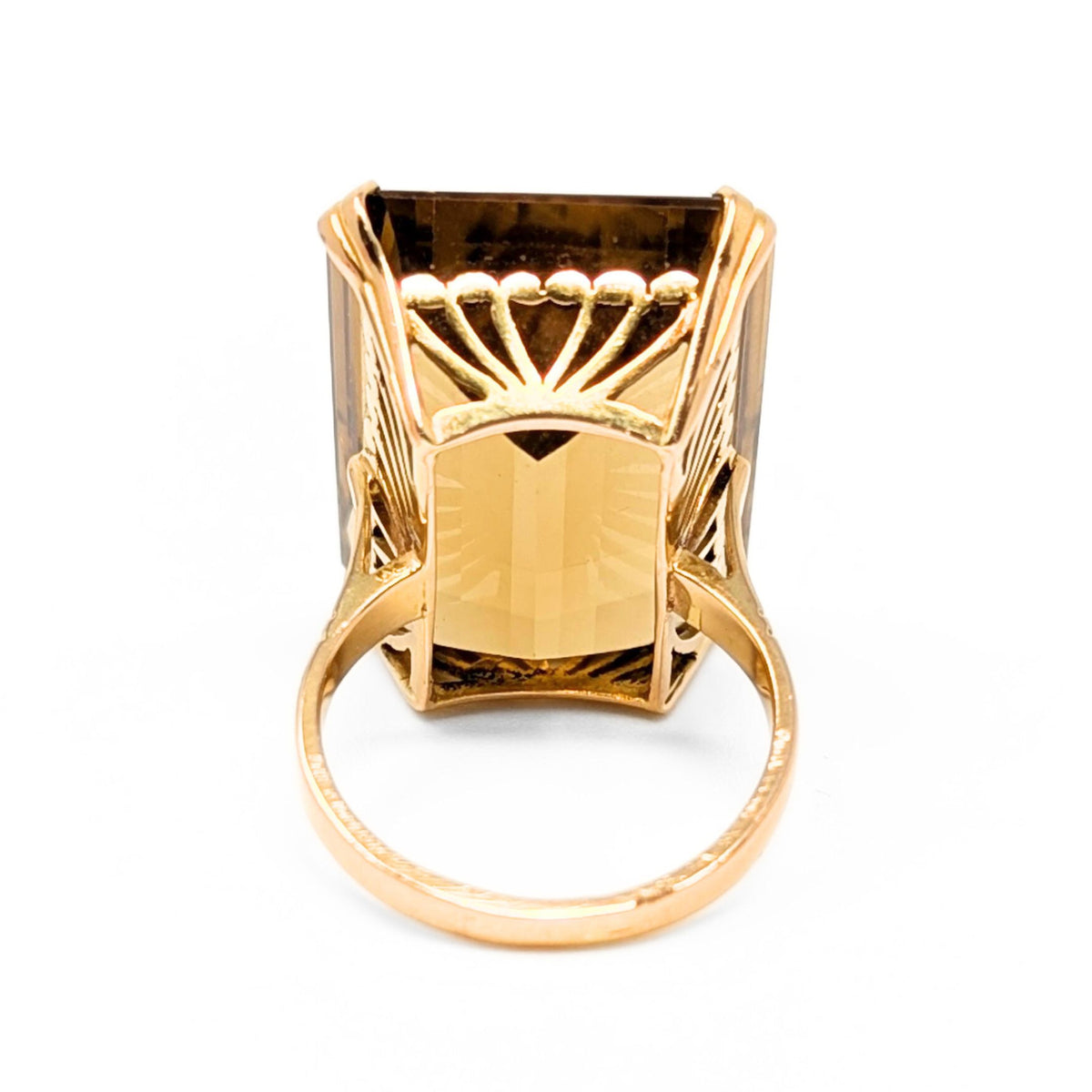 18K Gold 28ct Apricot Citrine Cocktail Ring - Size 5.5