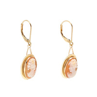 14K Gold Vintage Italian Cameo Earrings