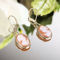 14K Gold Vintage Italian Cameo Earrings