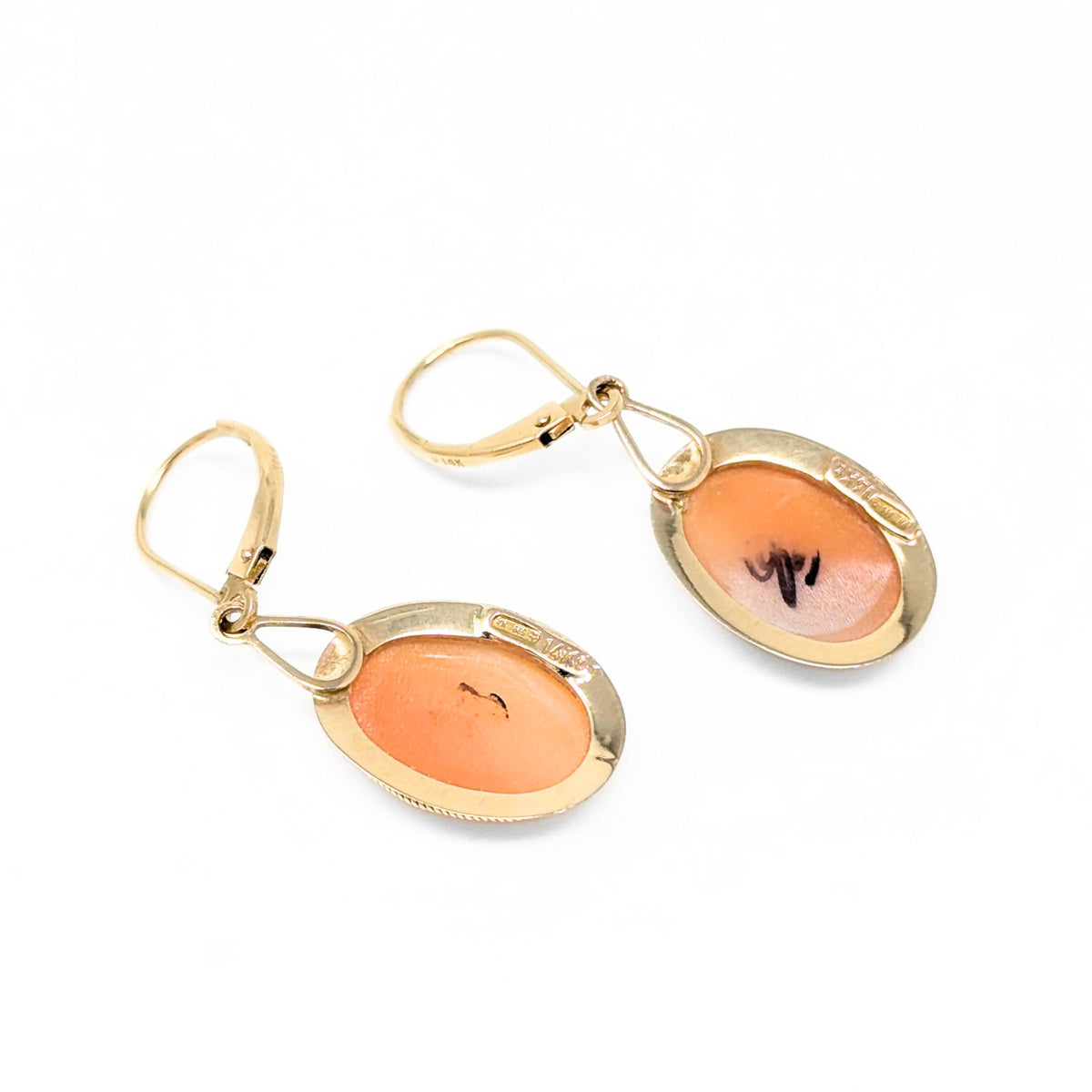 14K Gold Vintage Italian Cameo Earrings