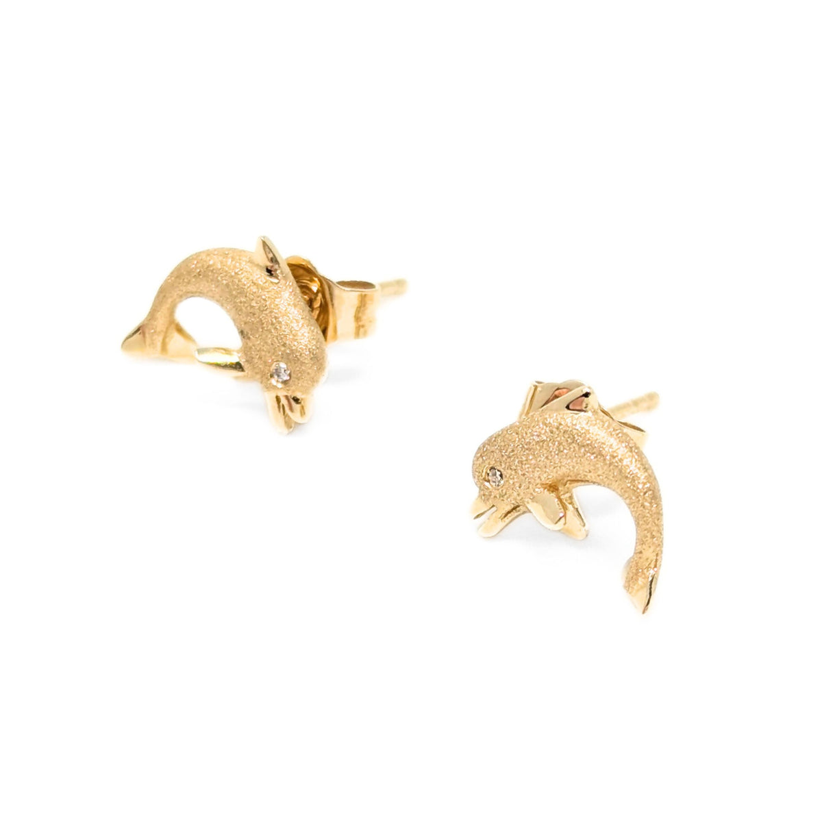 Denny Wong 14K Gold & Diamond Dolphin Stud Earrings