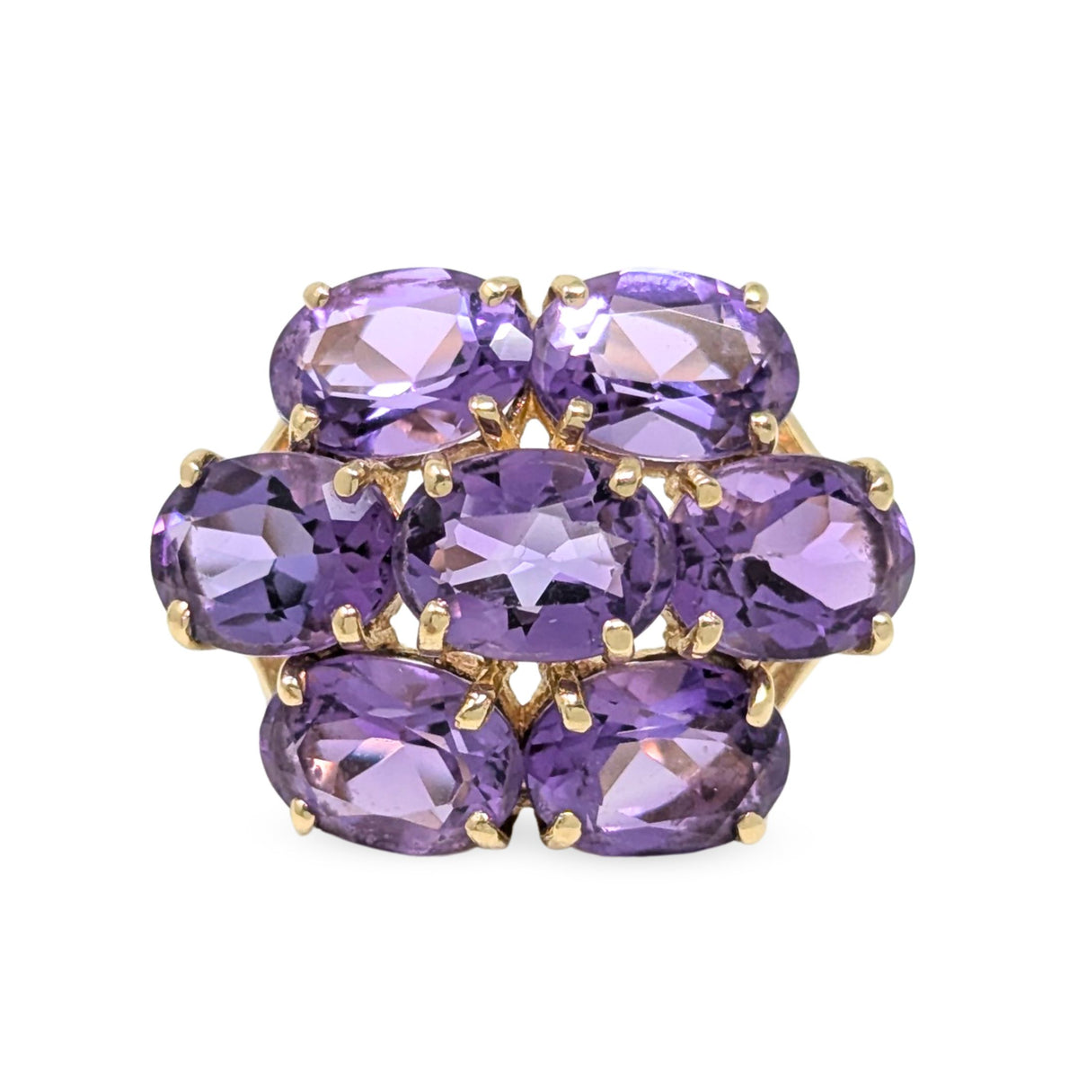 10K Gold Amethyst Flower Ring - Size 6.75