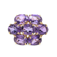 10K Gold Amethyst Flower Ring - Size 6.75
