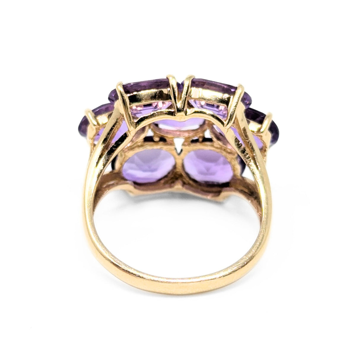 10K Gold Amethyst Flower Ring - Size 6.75