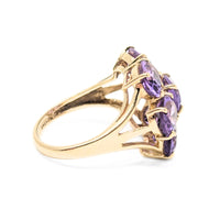 10K Gold Amethyst Flower Ring - Size 6.75