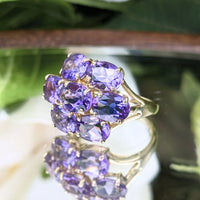 10K Gold Amethyst Flower Ring - Size 6.75