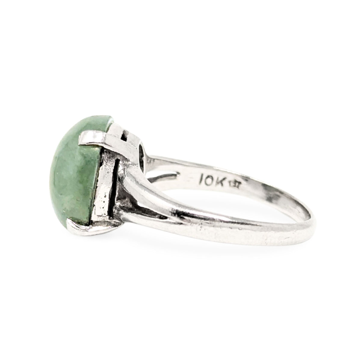 1970’s 10K White Gold Jade Ring - Size 6