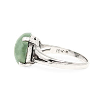 1970’s 10K White Gold Jade Ring - Size 6