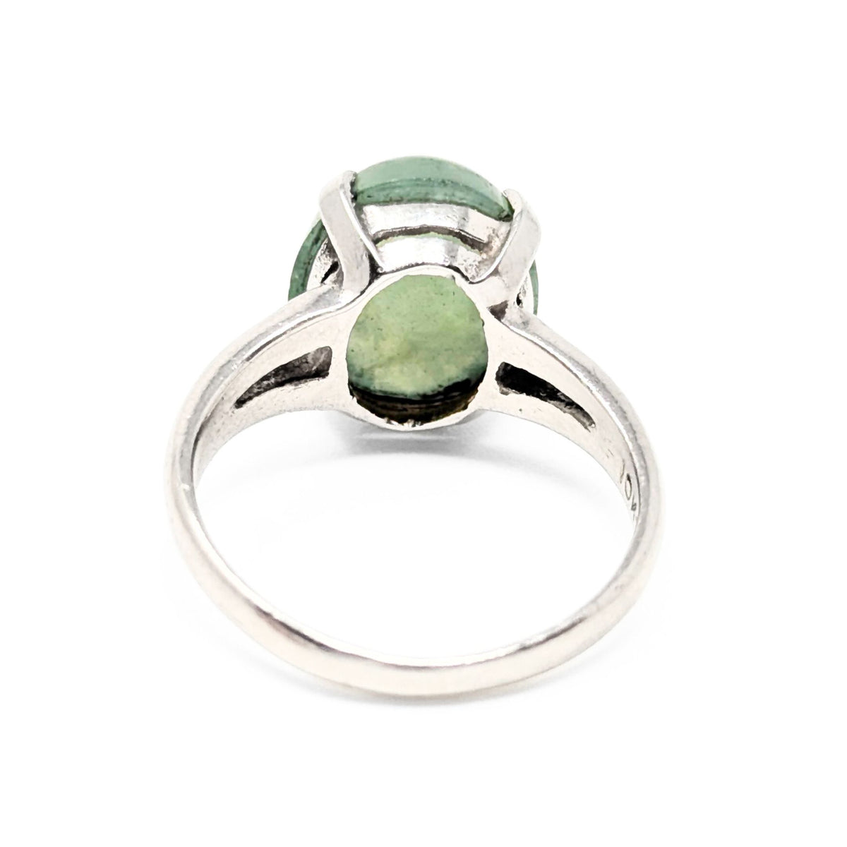 1970’s 10K White Gold Jade Ring - Size 6