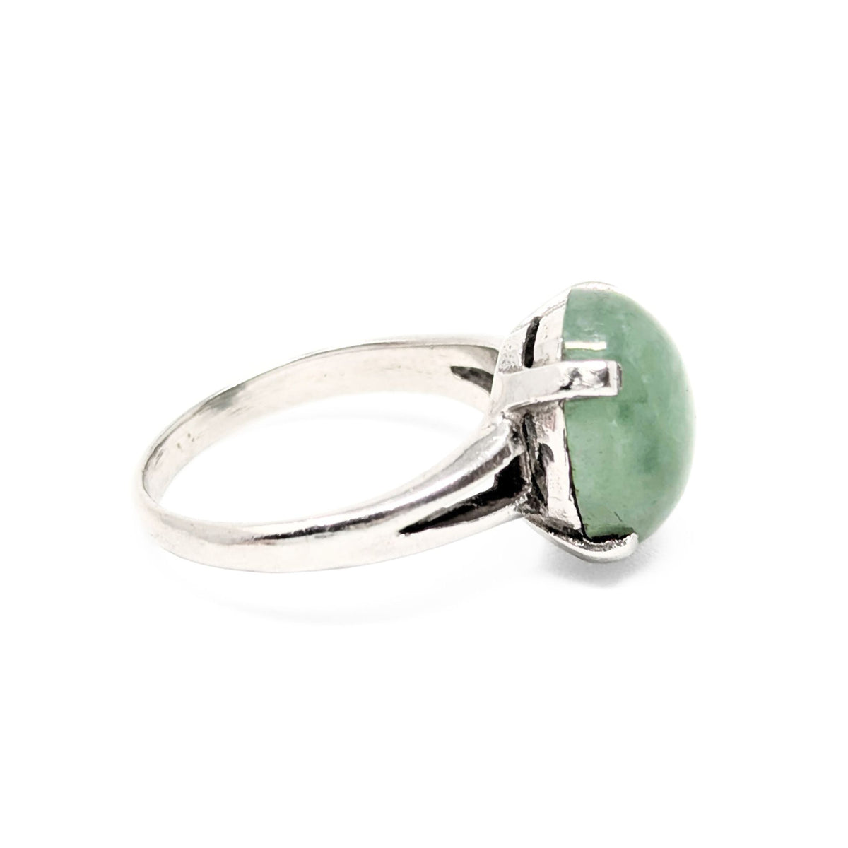 1970’s 10K White Gold Jade Ring - Size 6