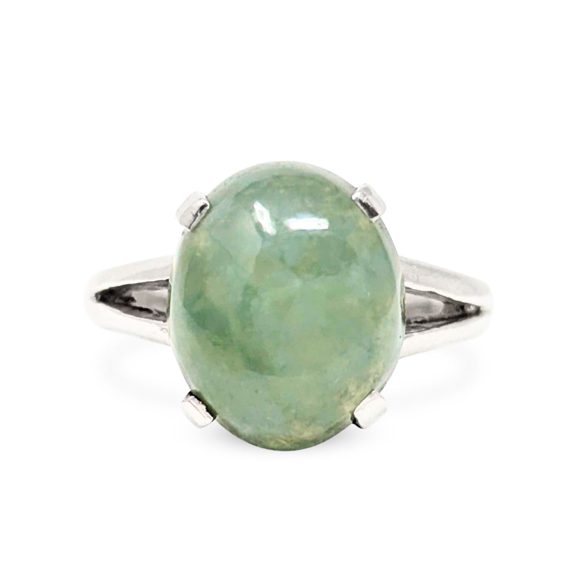 1970’s 10K White Gold Jade Ring - Size 6