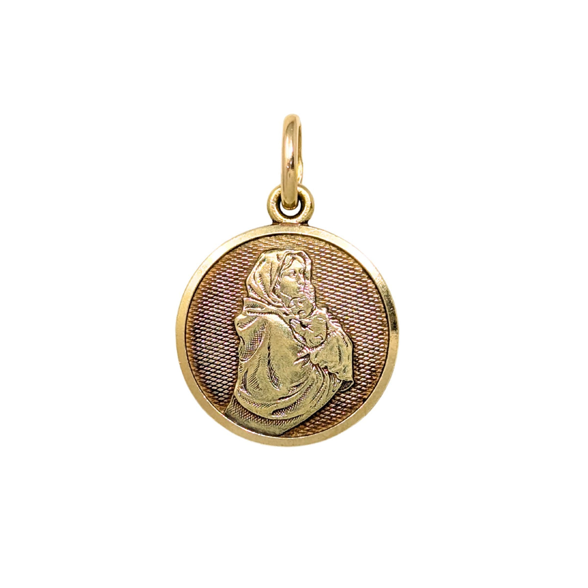 18K Gold Virgin Mary & Child 16mm Pendant/ Charm