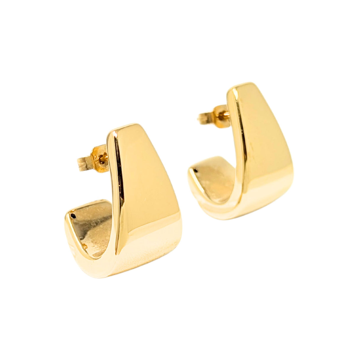 14K Gold Polished Oversized Huggie Earrings