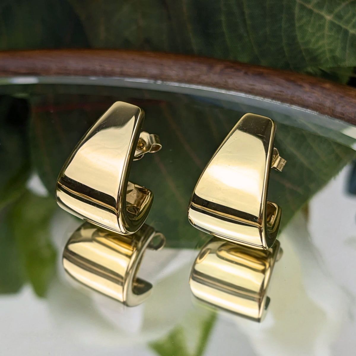 14K Gold Polished Oversized Huggie Earrings