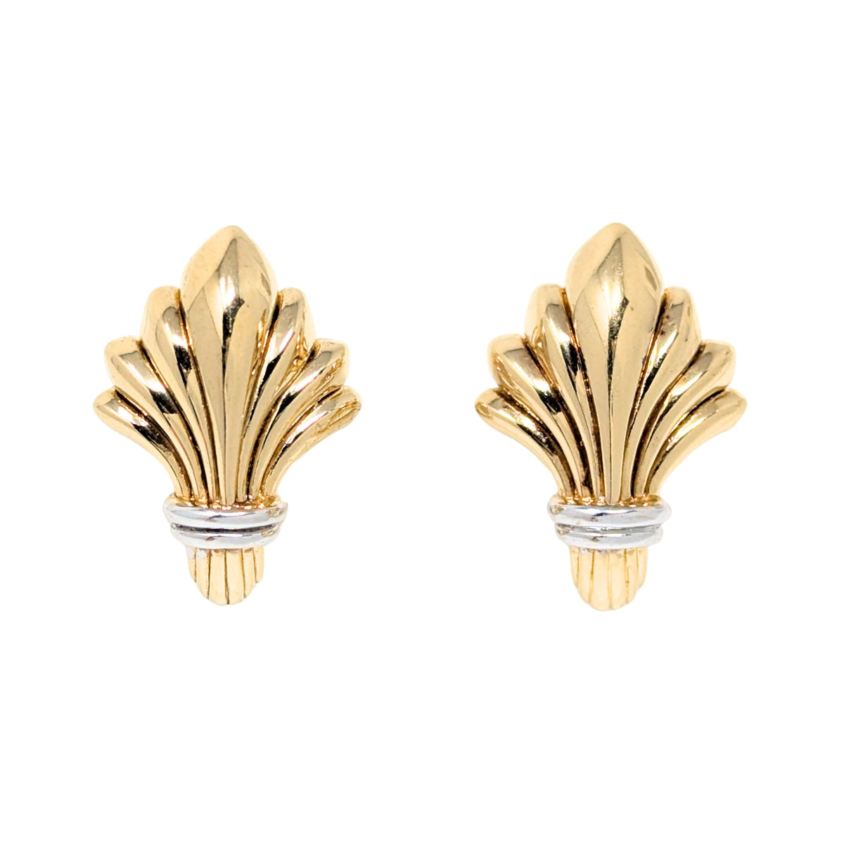 Italian 14K Two-Tone Gold Fan Earrings