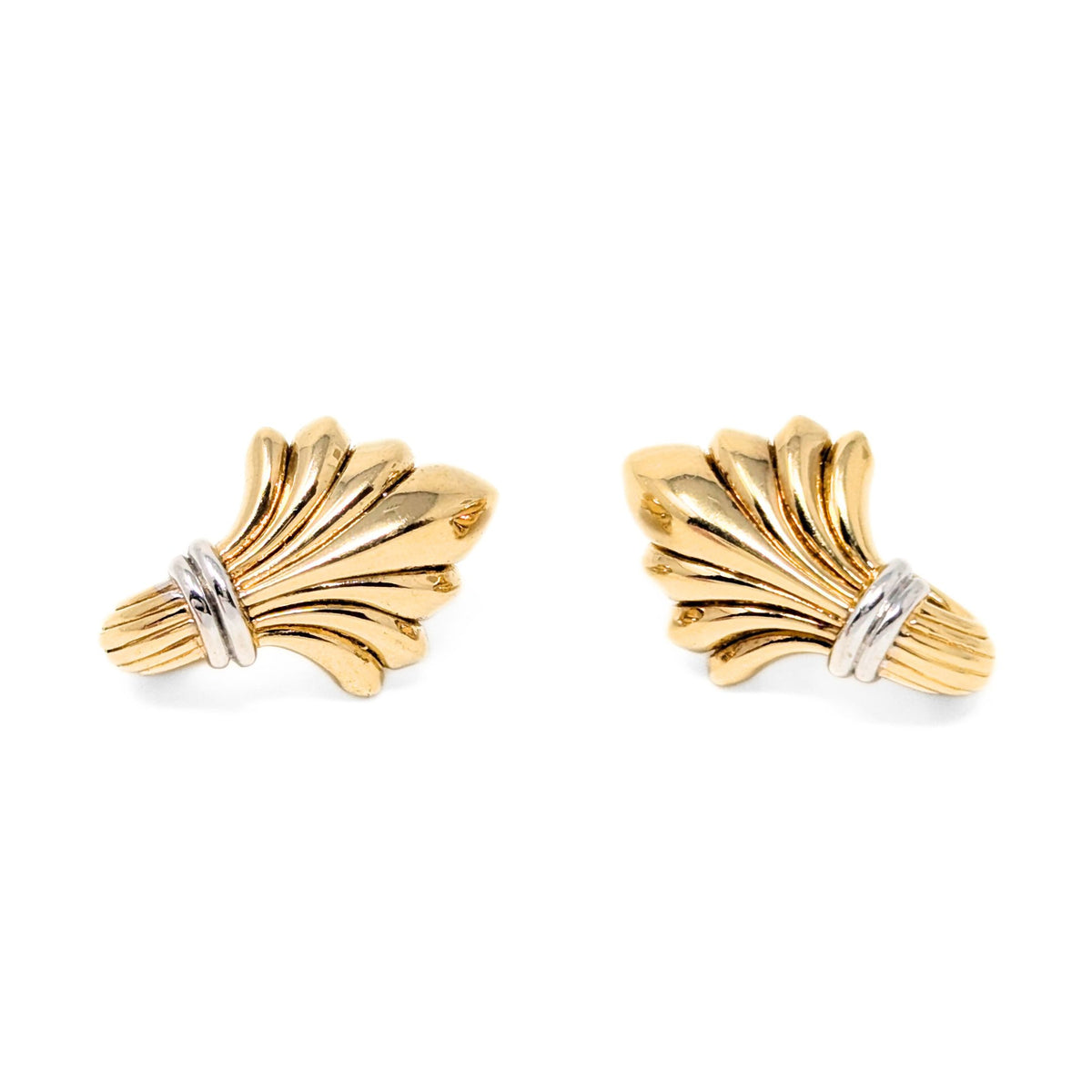 Italian 14K Two-Tone Gold Fan Earrings