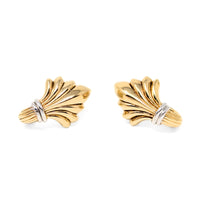 Italian 14K Two-Tone Gold Fan Earrings