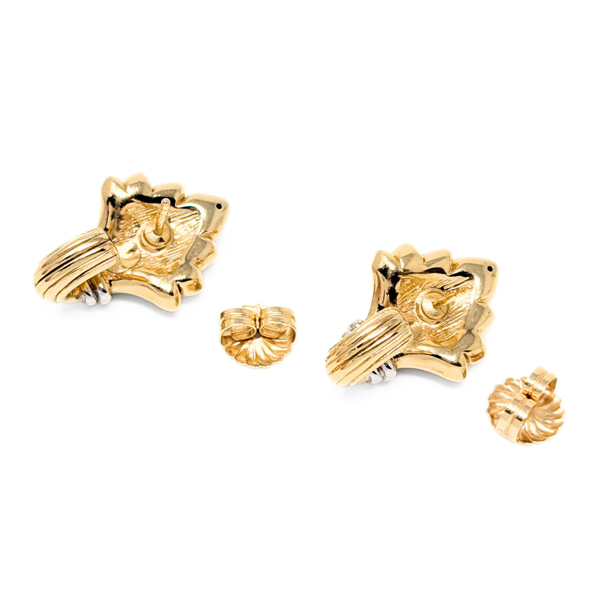 Italian 14K Two-Tone Gold Fan Earrings