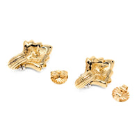 Italian 14K Two-Tone Gold Fan Earrings