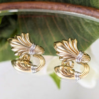 Italian 14K Two-Tone Gold Fan Earrings