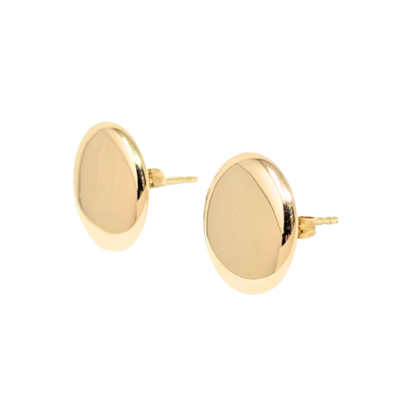 14K Gold 13mm Polished Button Earrings