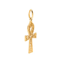 Italian 18K Gold Pierced Ankh Cross Key of Life Pendant