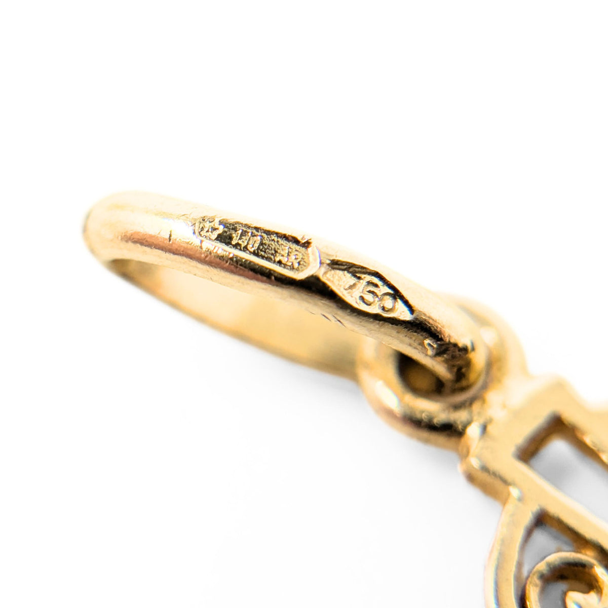 Italian 18K Gold Pierced Ankh Cross Key of Life Pendant