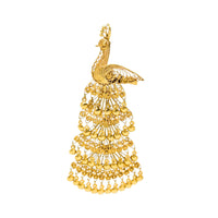 18K Gold Peacock Chandelier Articulated Filigree Pendant