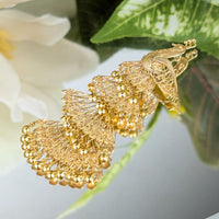 18K Gold Peacock Chandelier Articulated Filigree Pendant