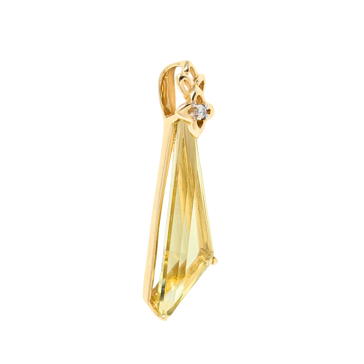 14K Gold Angled Geometric Lemon Citrine Pendant