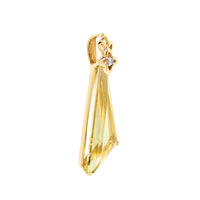 14K Gold Angled Geometric Lemon Citrine Pendant