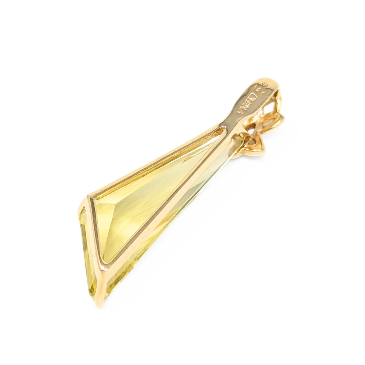 14K Gold Angled Geometric Lemon Citrine Pendant