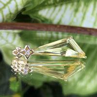 14K Gold Angled Geometric Lemon Citrine Pendant